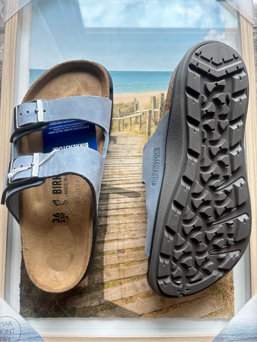 Birkenstock 💅 Arizona Crosstown Blue Oiled Leather Sandals Slides Size 5 5.5 36
